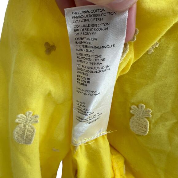 Maeve by Anthropologie Yellow Embroidered Pineapple Button Front Shirt Size 2 - Picture 7 of 7
